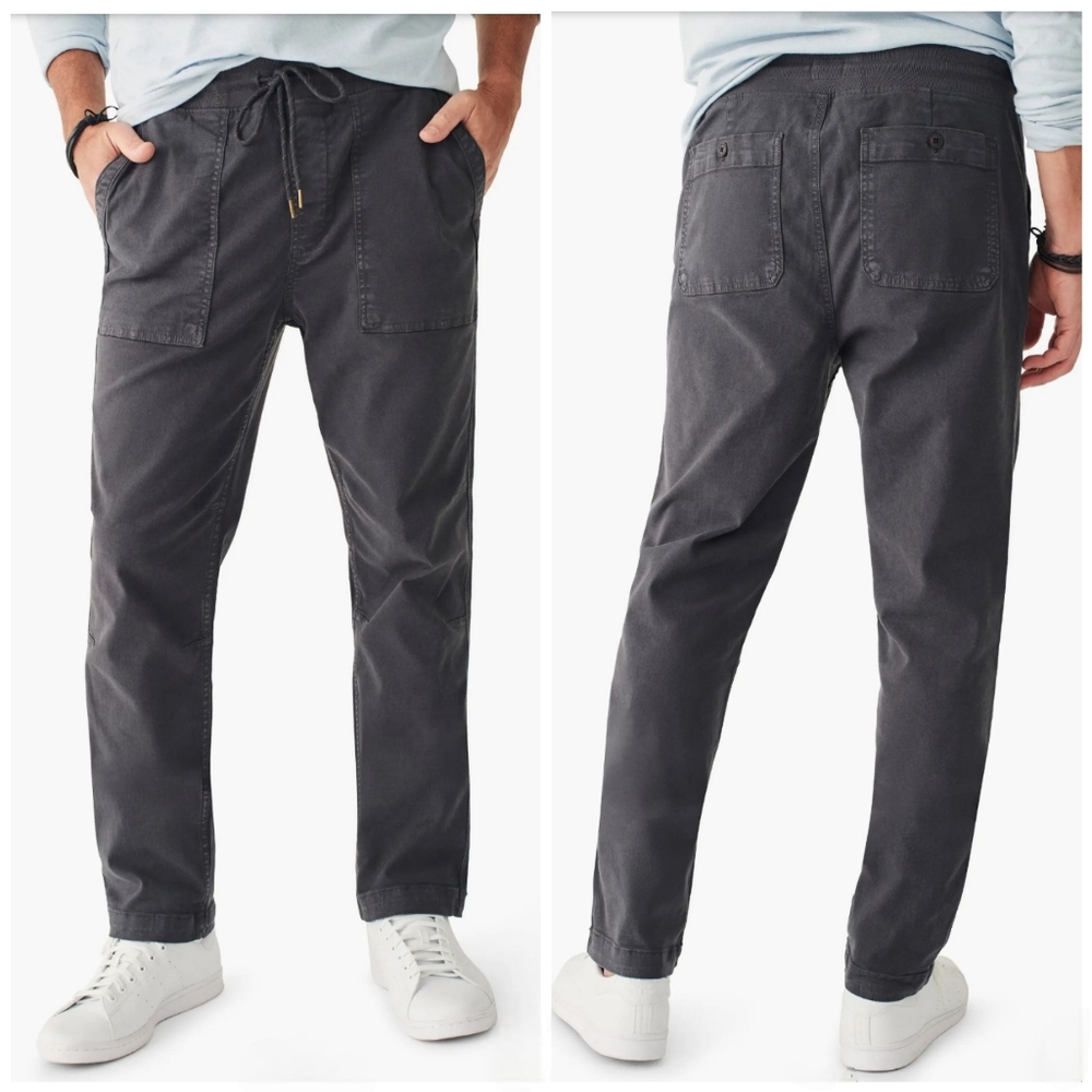 Faherty Dark Gray Drawstring Traveler Pants, XL